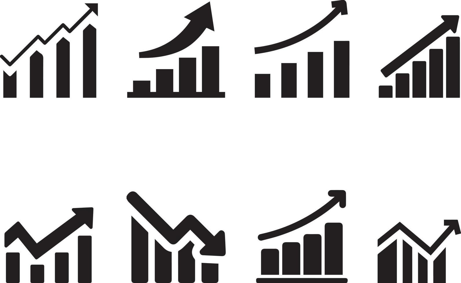 insieme dell'icona del grafico del grafico di affari. vettore