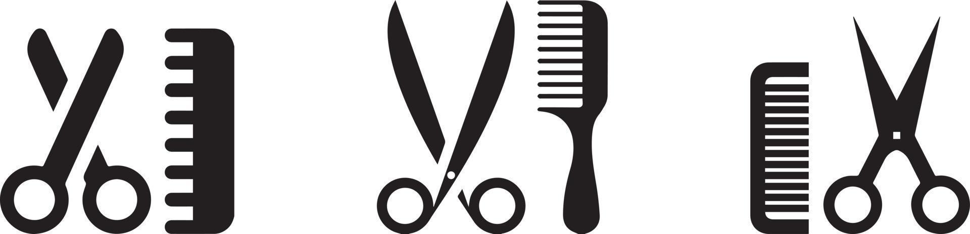 set da barbiere con pettine e forbici. set di strumenti e accessori per parrucchieri vettore