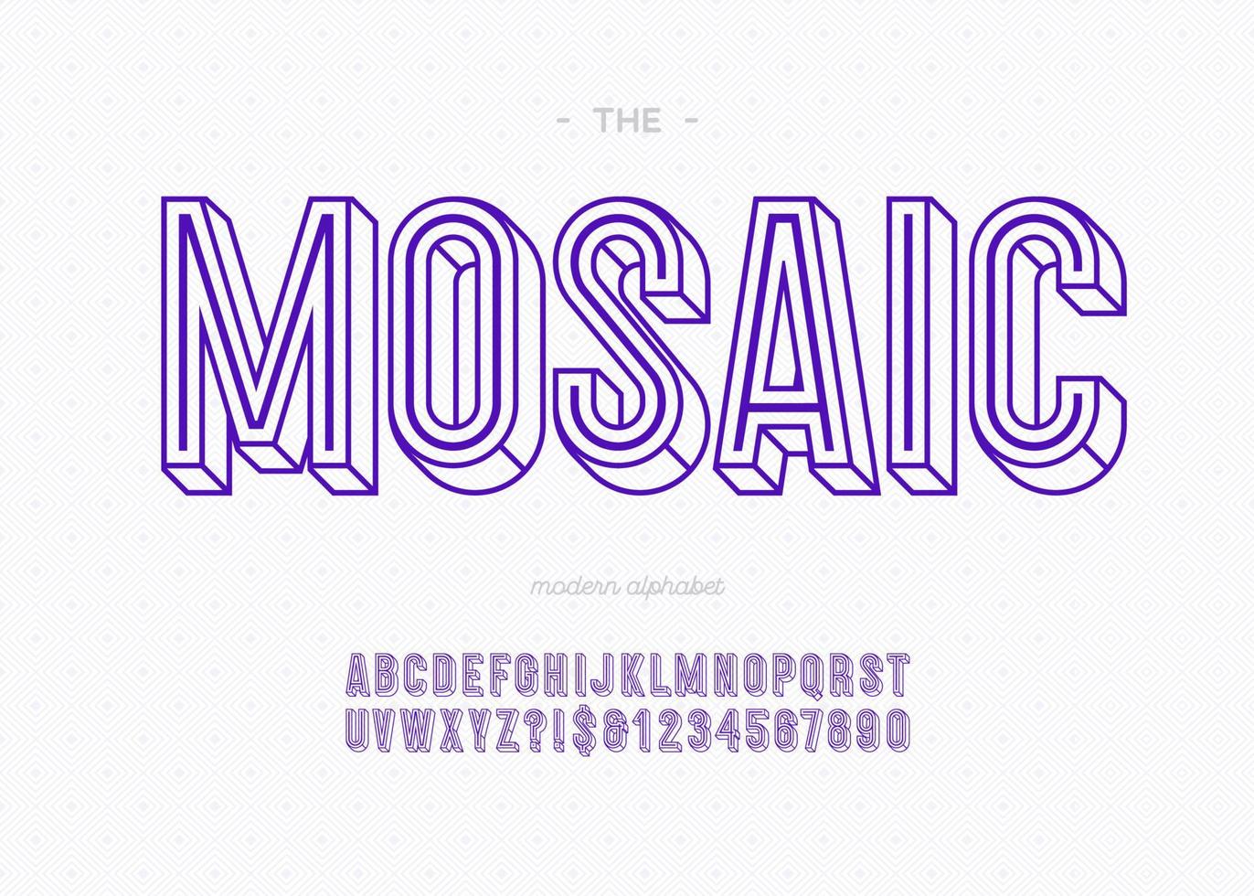 mosaico 3d grassetto font sans serif tipografia per la decorazione vettore