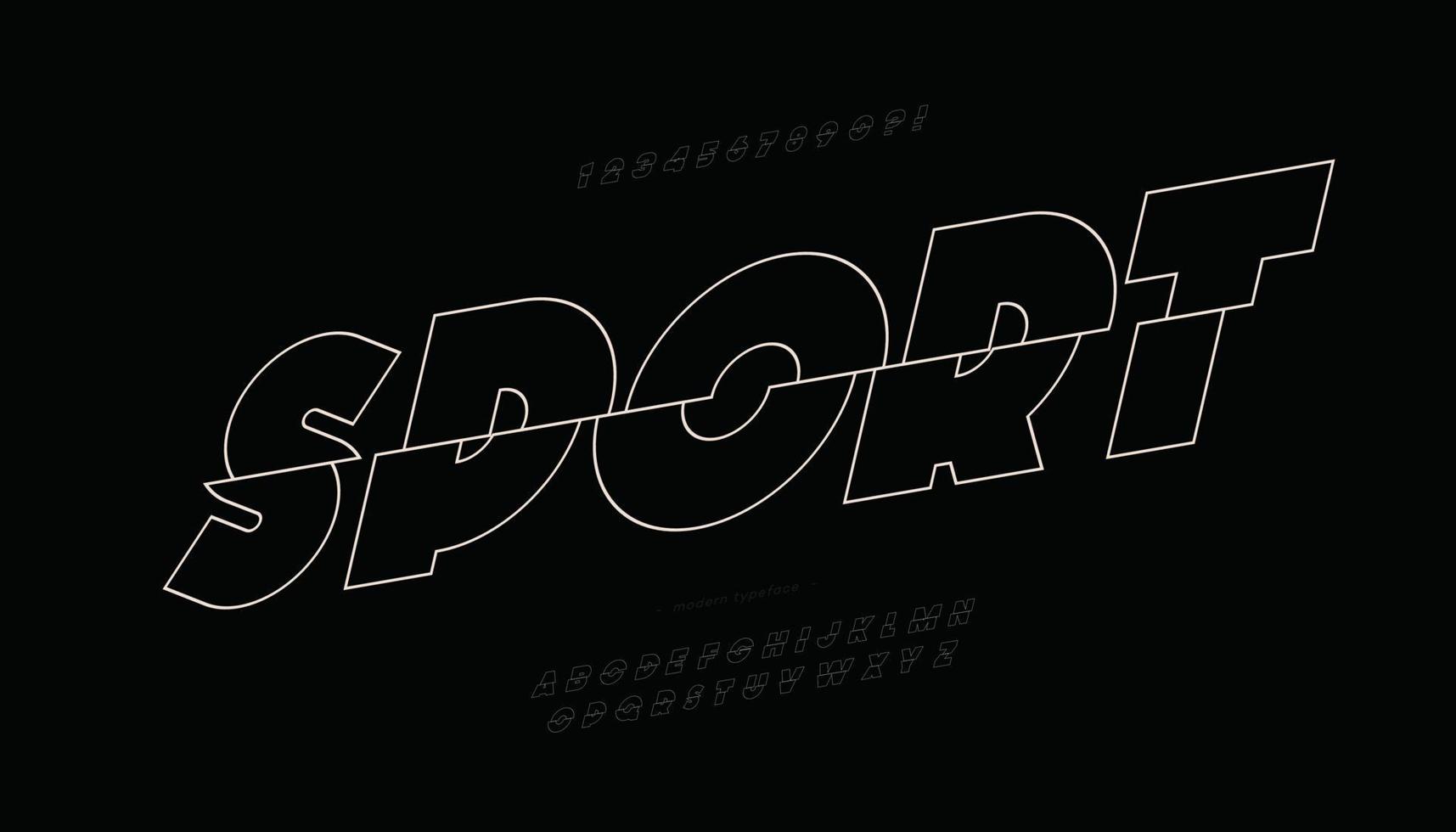 tipografia moderna di stile della linea dell'alfabeto di vettore di sport