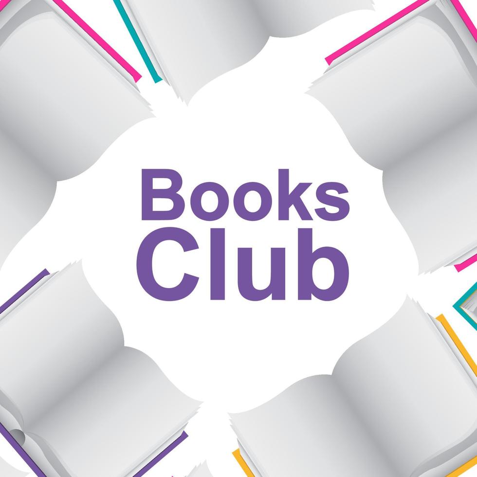 concetto di club del libro con vista dall'alto del libro aperto per il club di lettura vettore