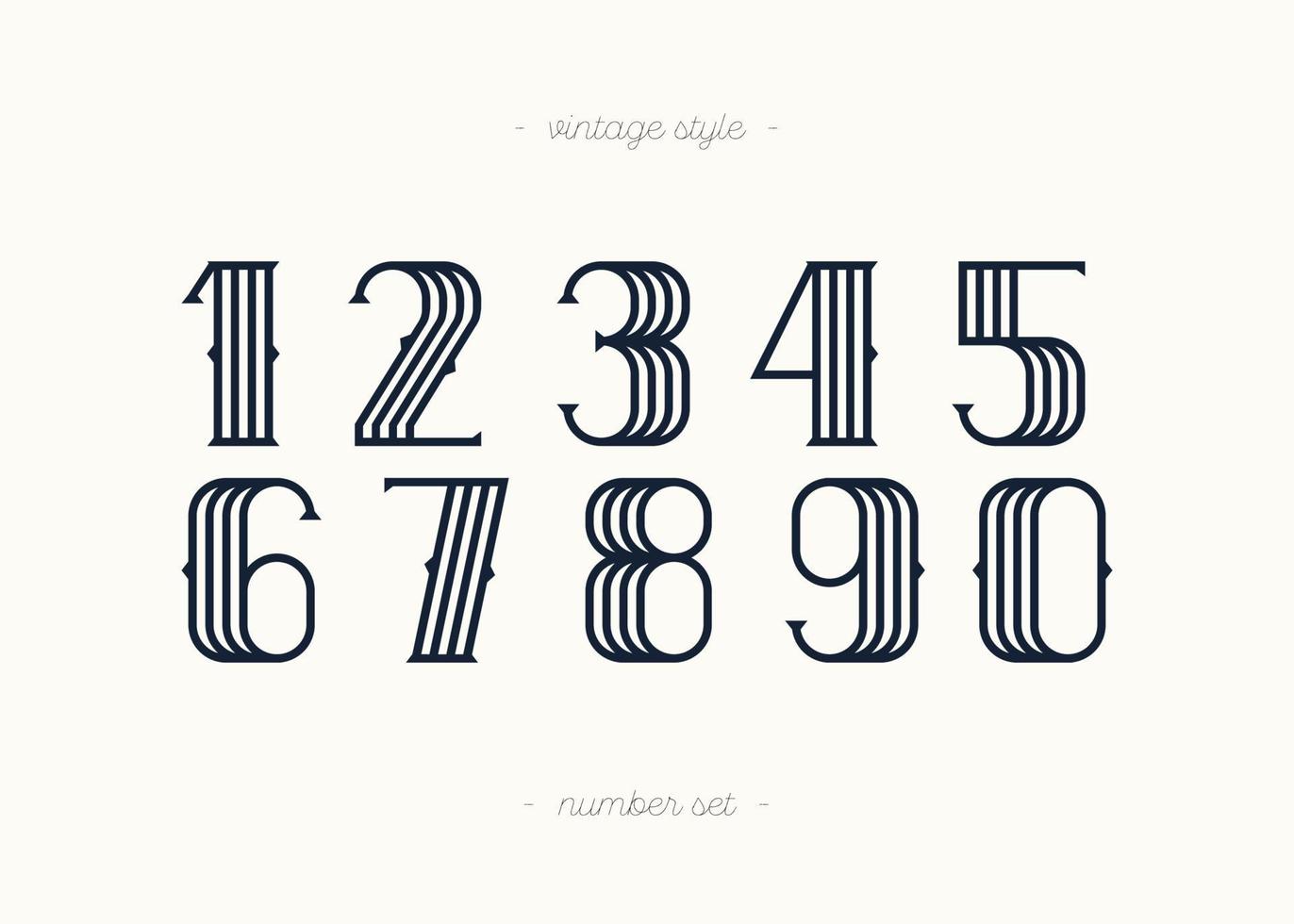 set di numeri vettoriali in stile vintage