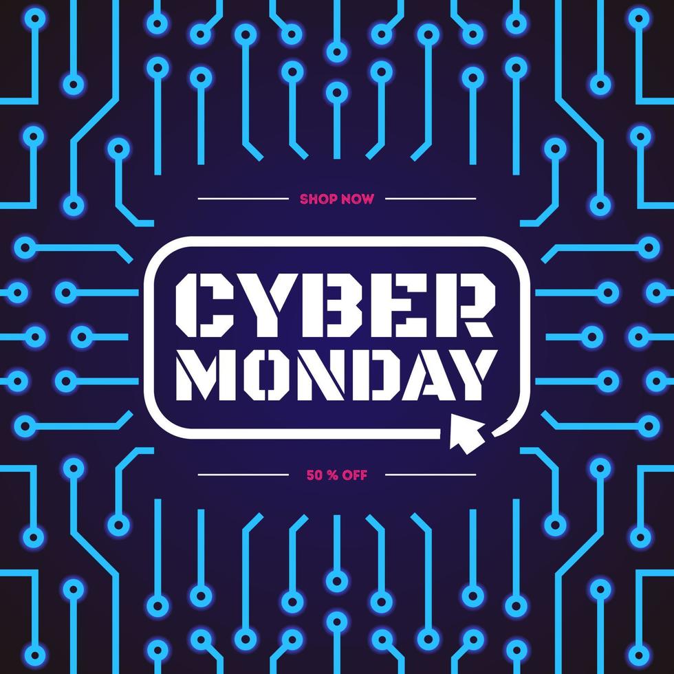 banner di vendita cyber monday con sfondo elettrico per l'insegna del tuo negozio, super offerta vettore