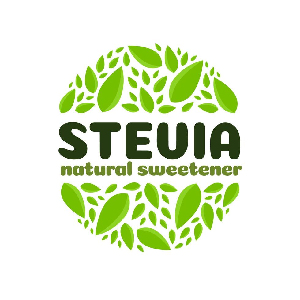 Stevia lascia il distintivo isolato su sfondo bianco vettore