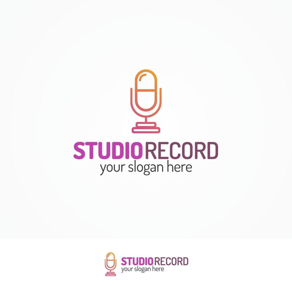 logo del record in studio impostato con microfono vettore