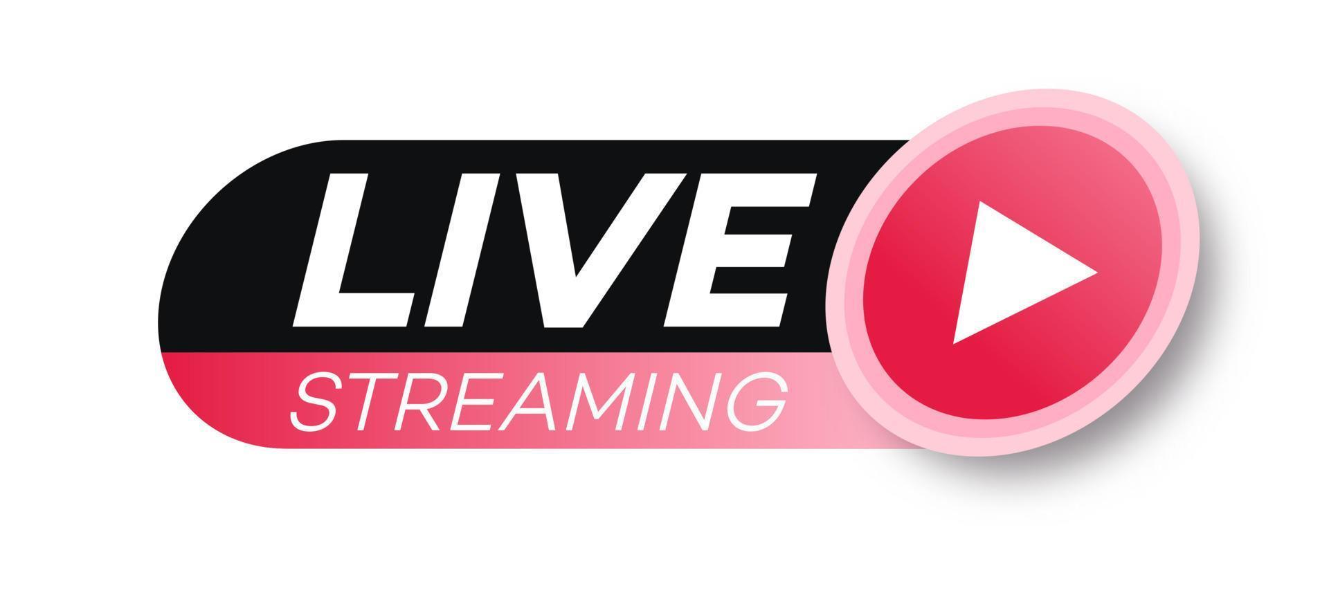 icona di streaming live in stile piatto con pulsante di riproduzione vettore