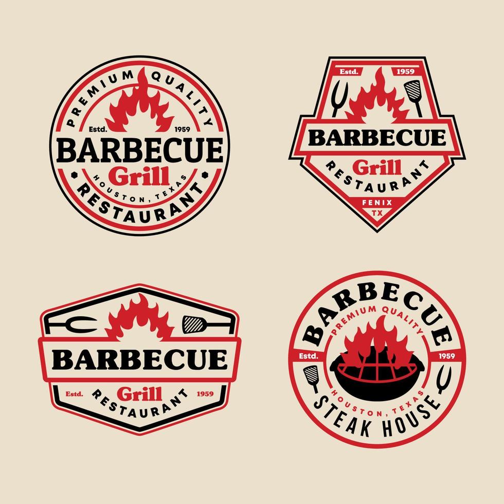 set di raccolta di modelli di logo emblema distintivo barbecue vettore