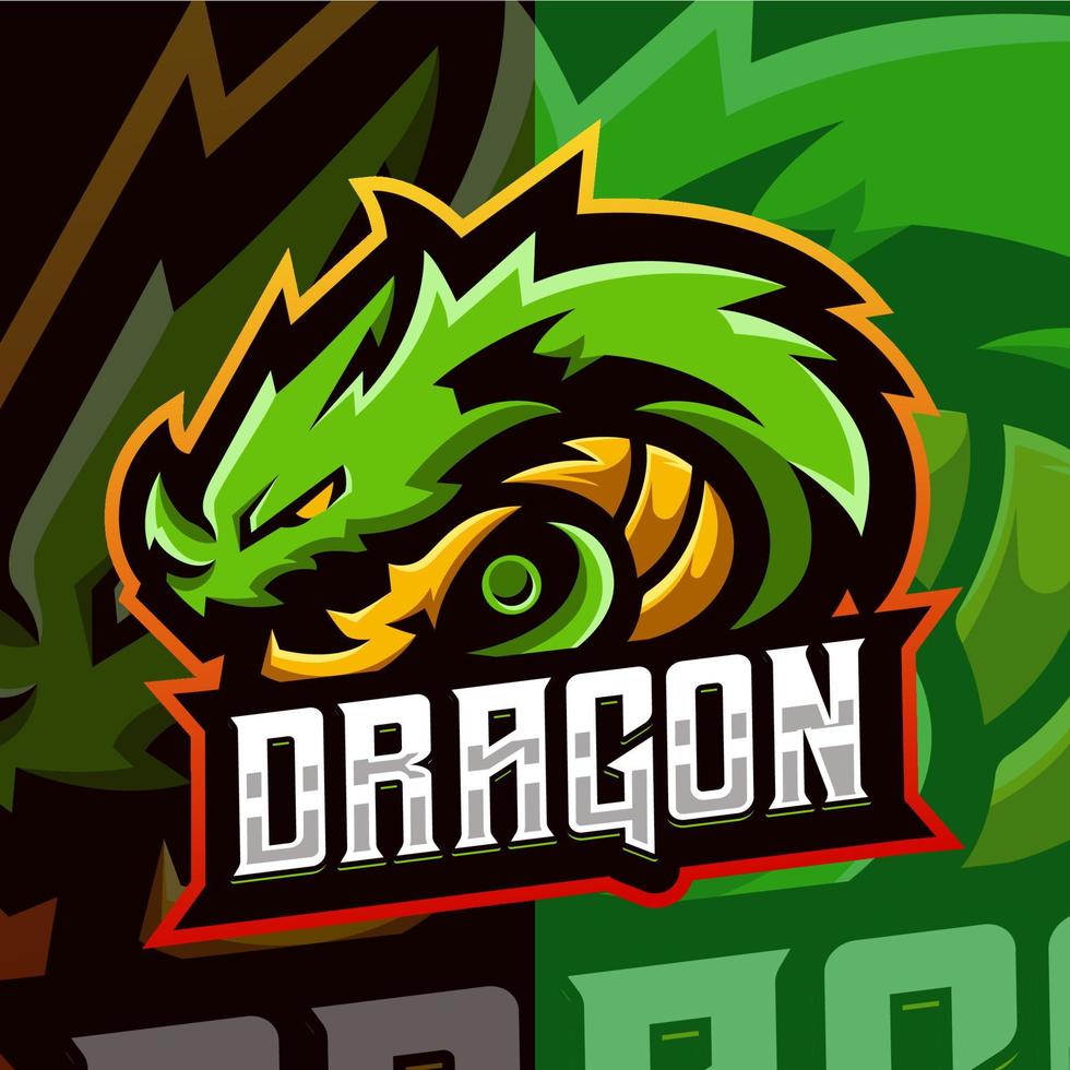 modello di logo esport della mascotte del drago vettore