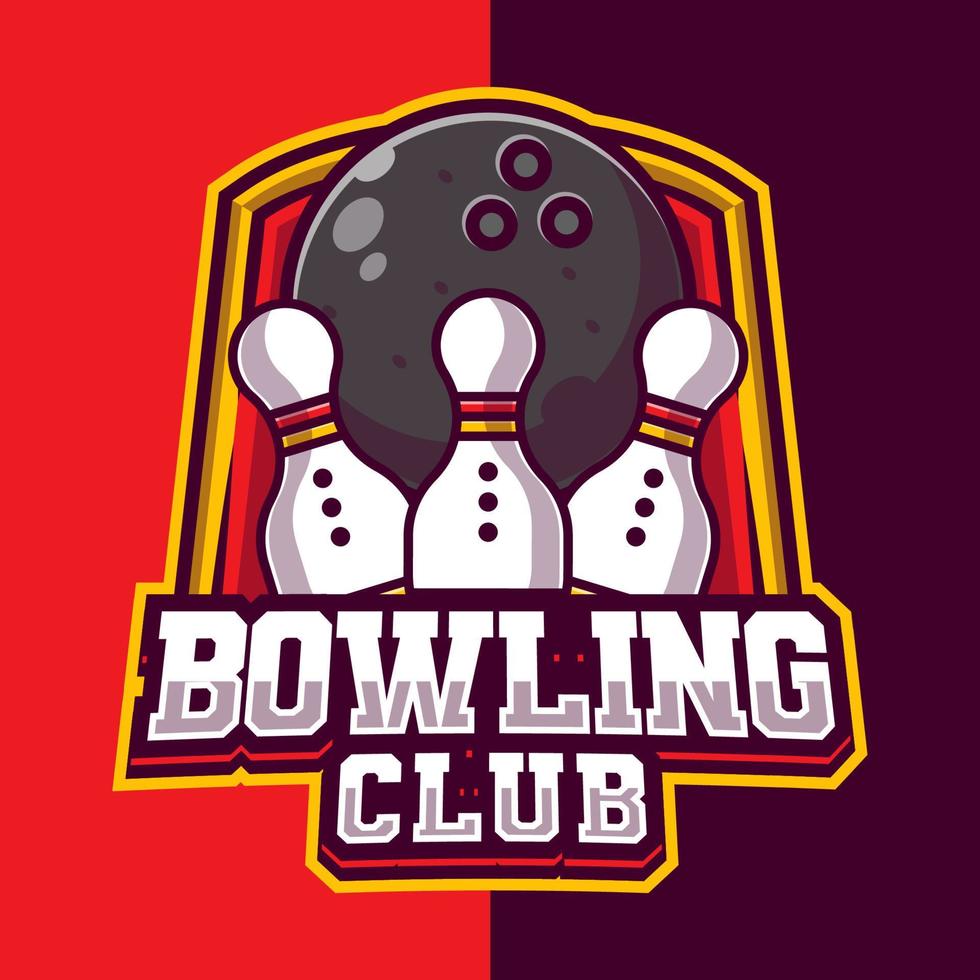 modello di logo della mascotte del club di bowling vettore