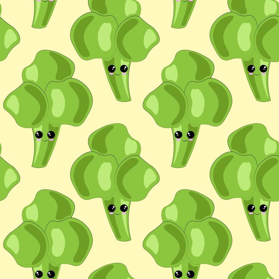 modello vettoriale senza soluzione di continuità con broccoli simpatico cartone animato