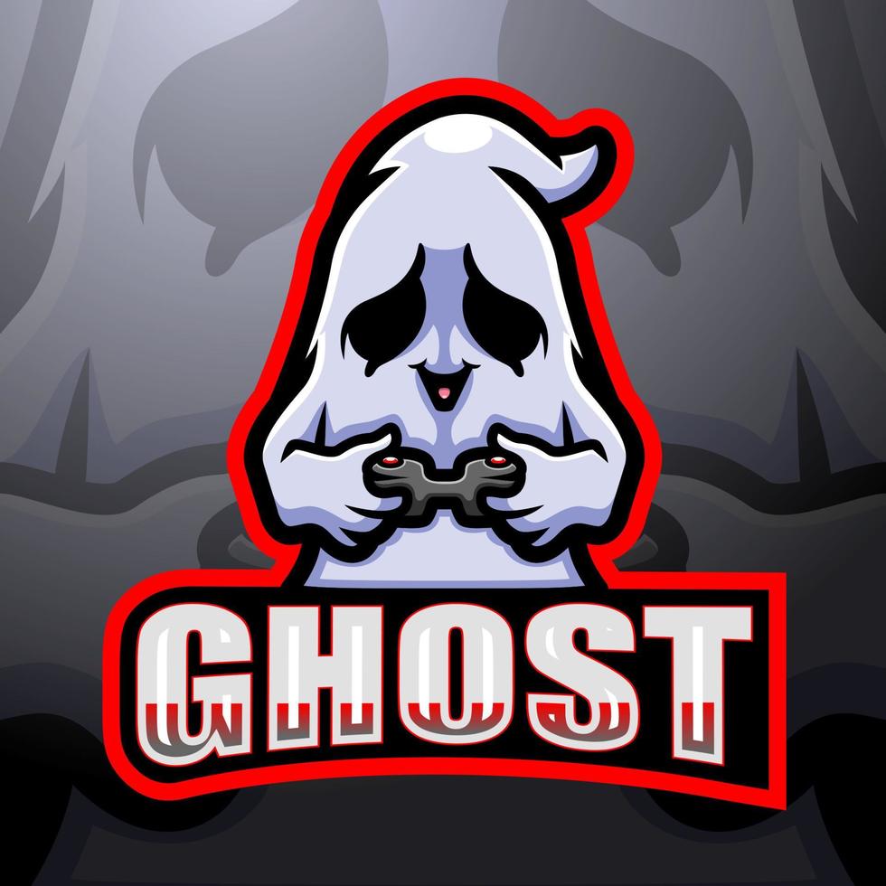 design del logo esport della mascotte del gioco fantasma vettore
