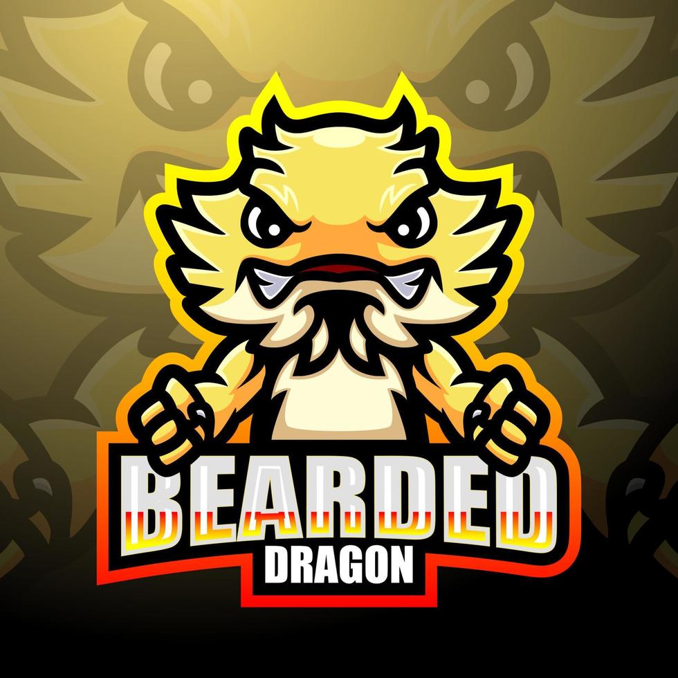 mascotte del logo esport del drago barbuto vettore