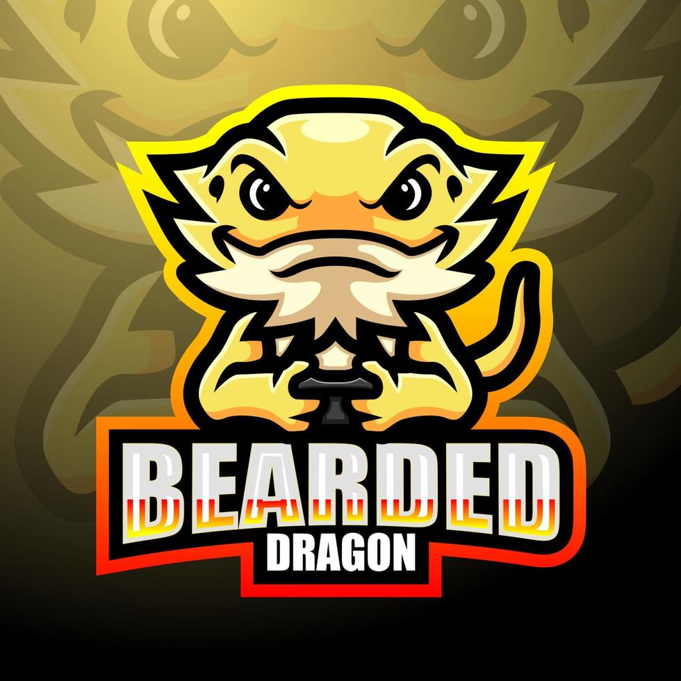 mascotte del logo esport del drago barbuto vettore