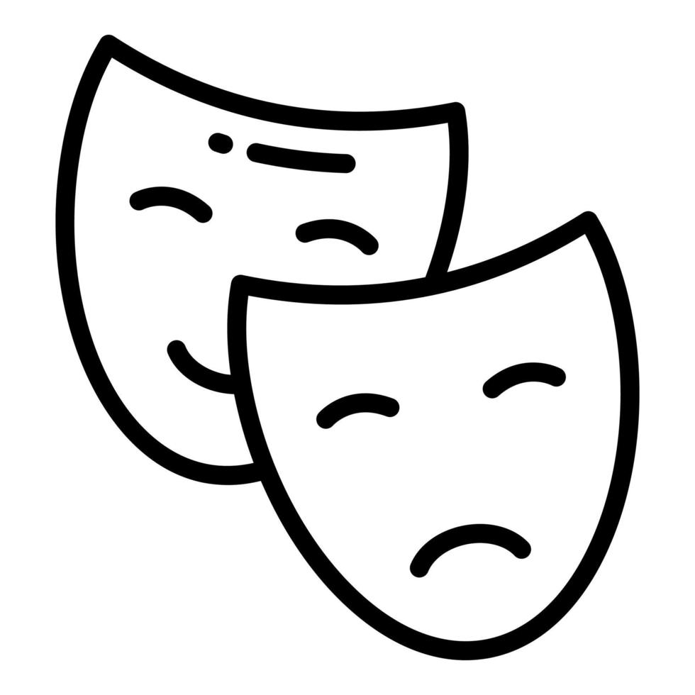 icona della linea vettoriale maschera, icona della scuola e dell'istruzione