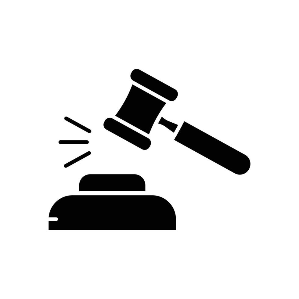 icona del martello della legge. adatto per simbolo di giustizia, giorno della legge. stile icona solida. design semplice modificabile. vettore del modello di progettazione