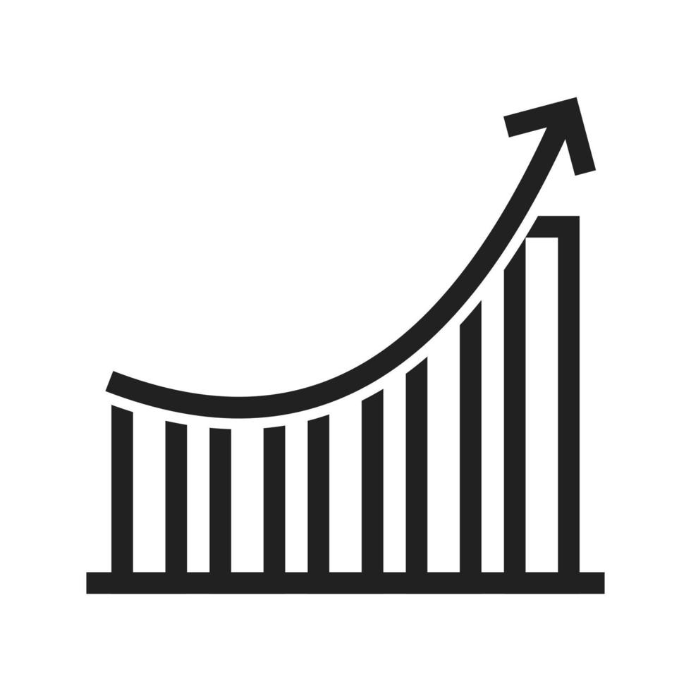 icona della linea del grafico crescente vettore