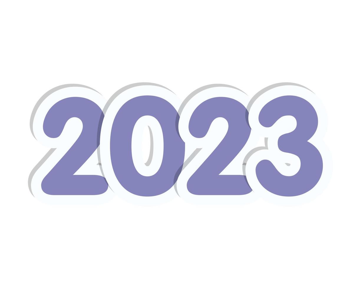 numeri di adesivo del nuovo anno 2023, sfondo bianco e isolato. vettore