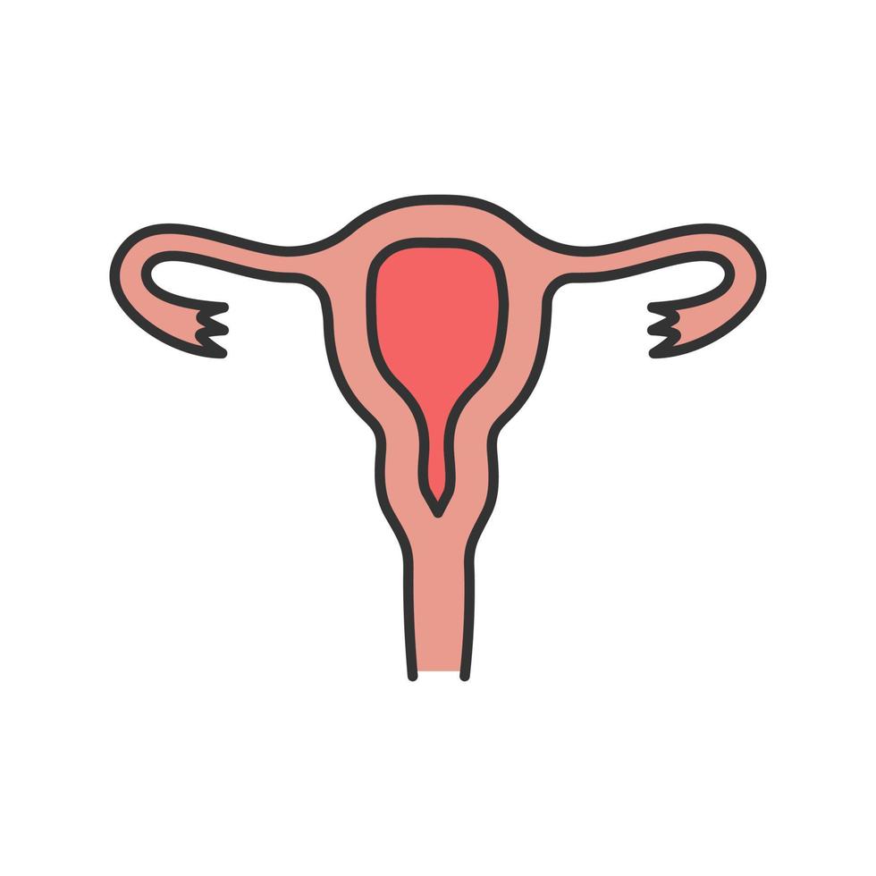 icona del colore dell'utero, delle tube di Falloppio e della vagina. sistema riproduttivo femminile. illustrazione vettoriale isolata