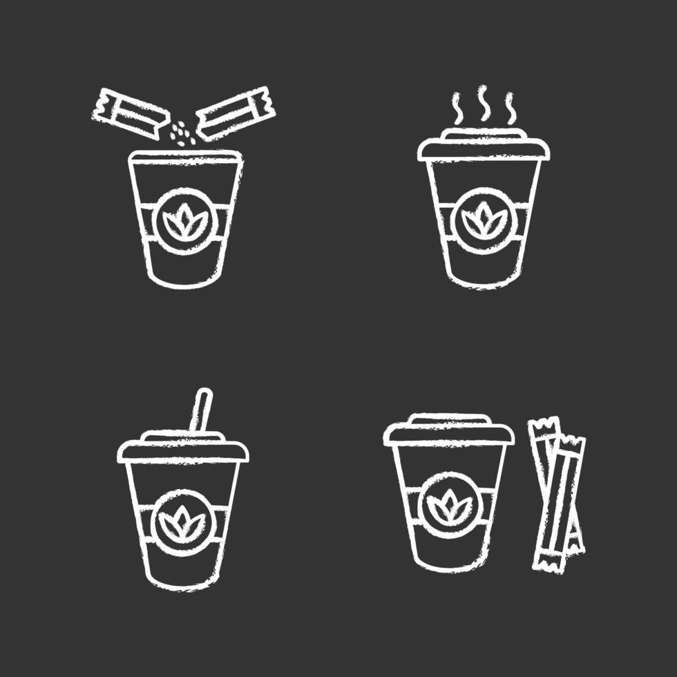 set di icone di gesso per bevande di tè. cocktail disintossicanti. illustrazioni di lavagna vettoriali isolate