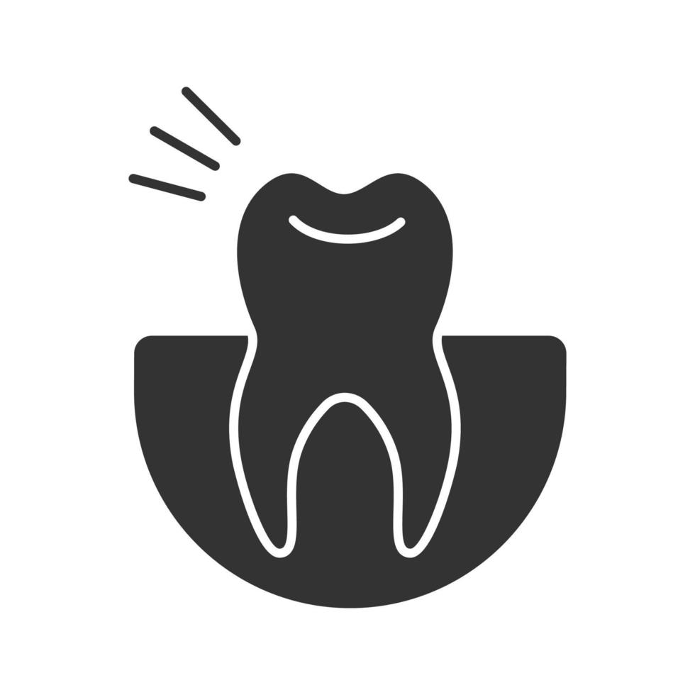 icona del glifo mal di denti. simbolo della sagoma. spazio negativo. illustrazione vettoriale isolato
