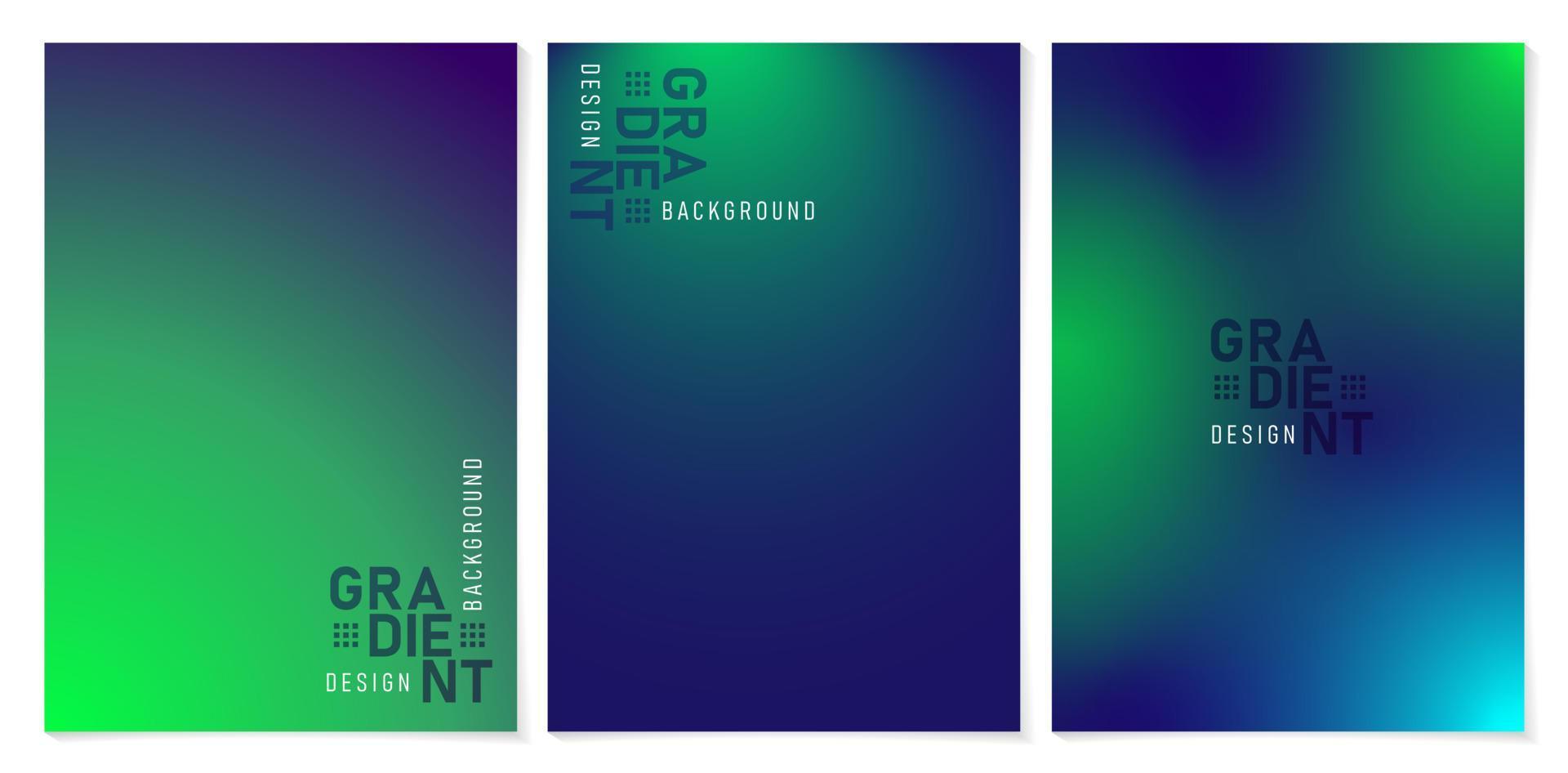 set di tre banner con sfondi sfumati verde e blu scuro, applicabili per banner sito Web, modello di web design, cartello, campagna pubblicitaria, pubblicità, pubblicità, post sui social media, video in movimento vettore