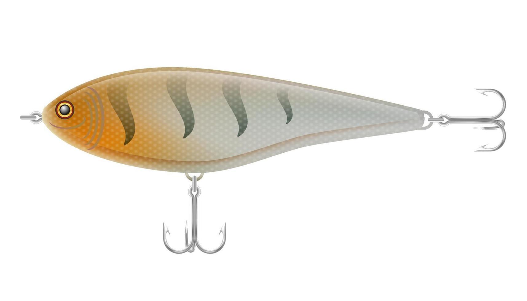 wobbler in plastica colorata con un triplo gancio per la cattura di pesci illustrazione vettoriale isolato su sfondo bianco