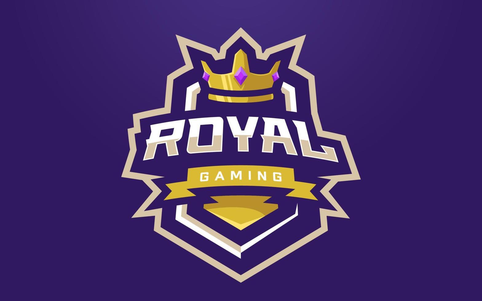 modello di logo royal esports con corona per squadra di gioco o torneo vettore