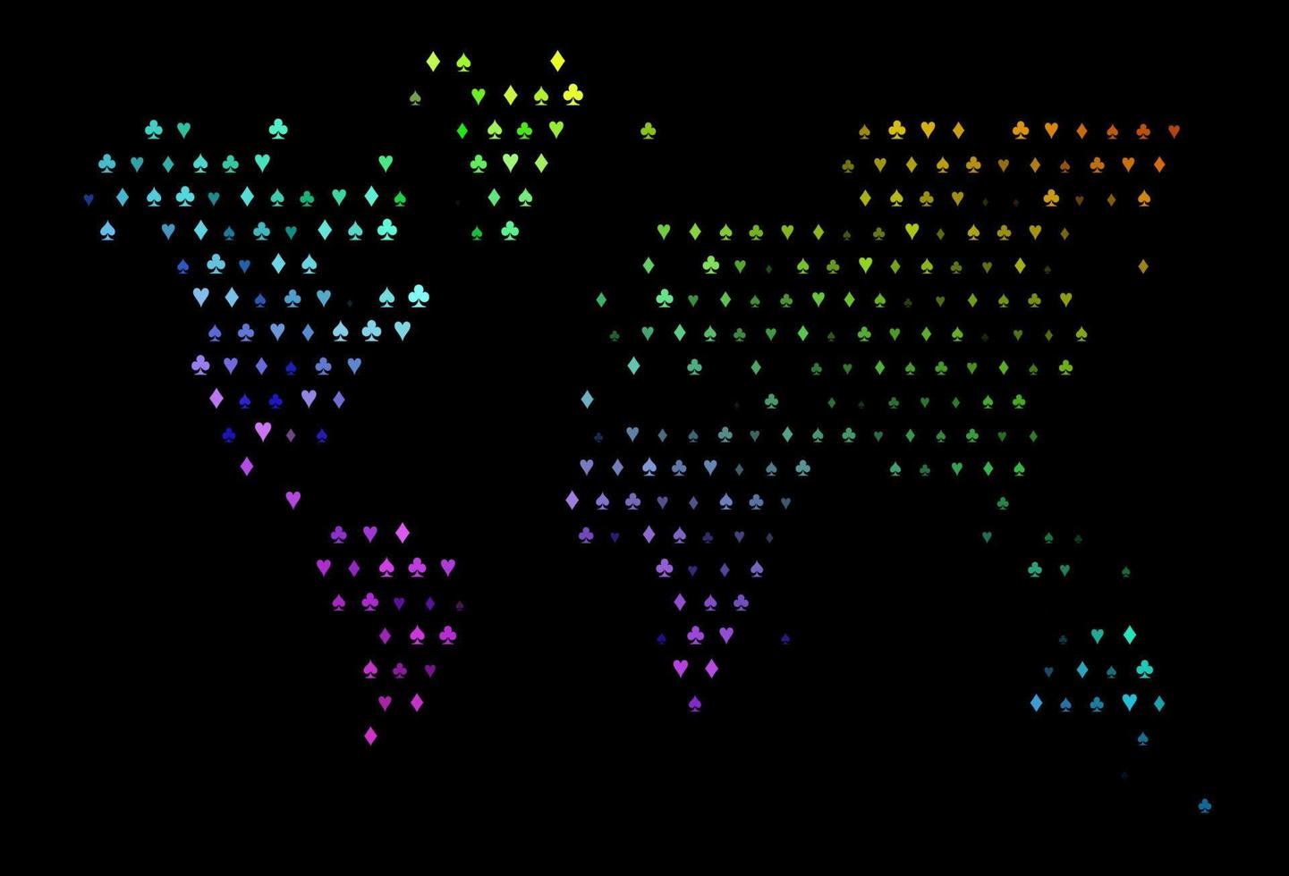 multicolore scuro, sfondo vettoriale arcobaleno con segni di carte.