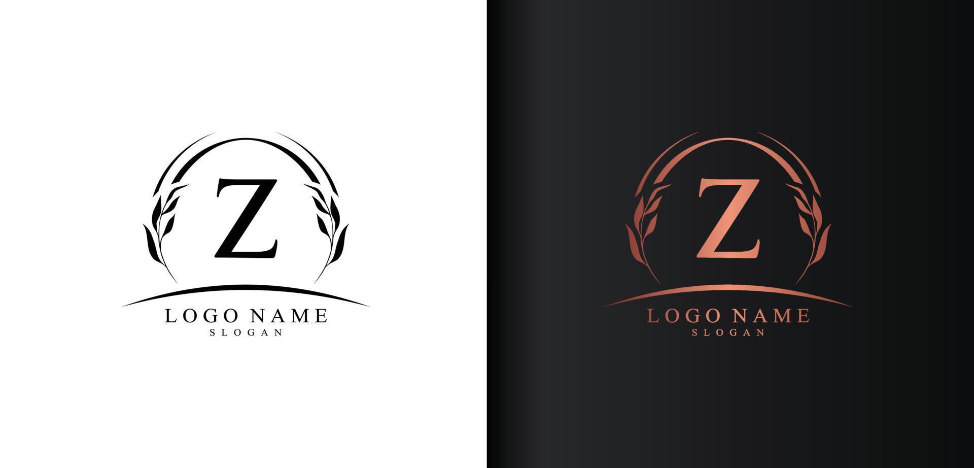 disegno del logo astratto della lettera z, logo della lettera in stile di lusso, disegno vettoriale dell'icona del testo z