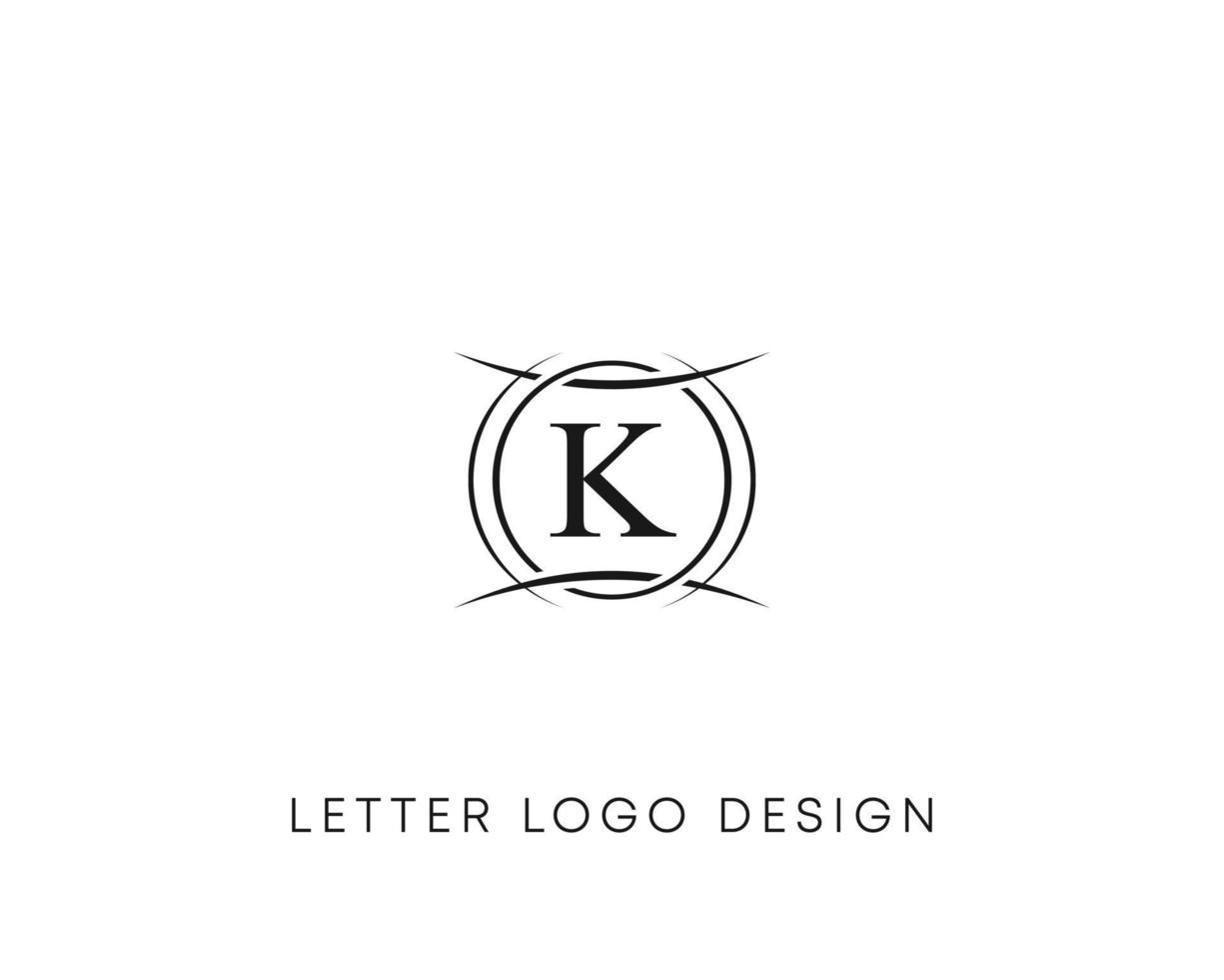 disegno del logo astratto della lettera k, logo della lettera in stile minimalista, disegno vettoriale dell'icona del testo k