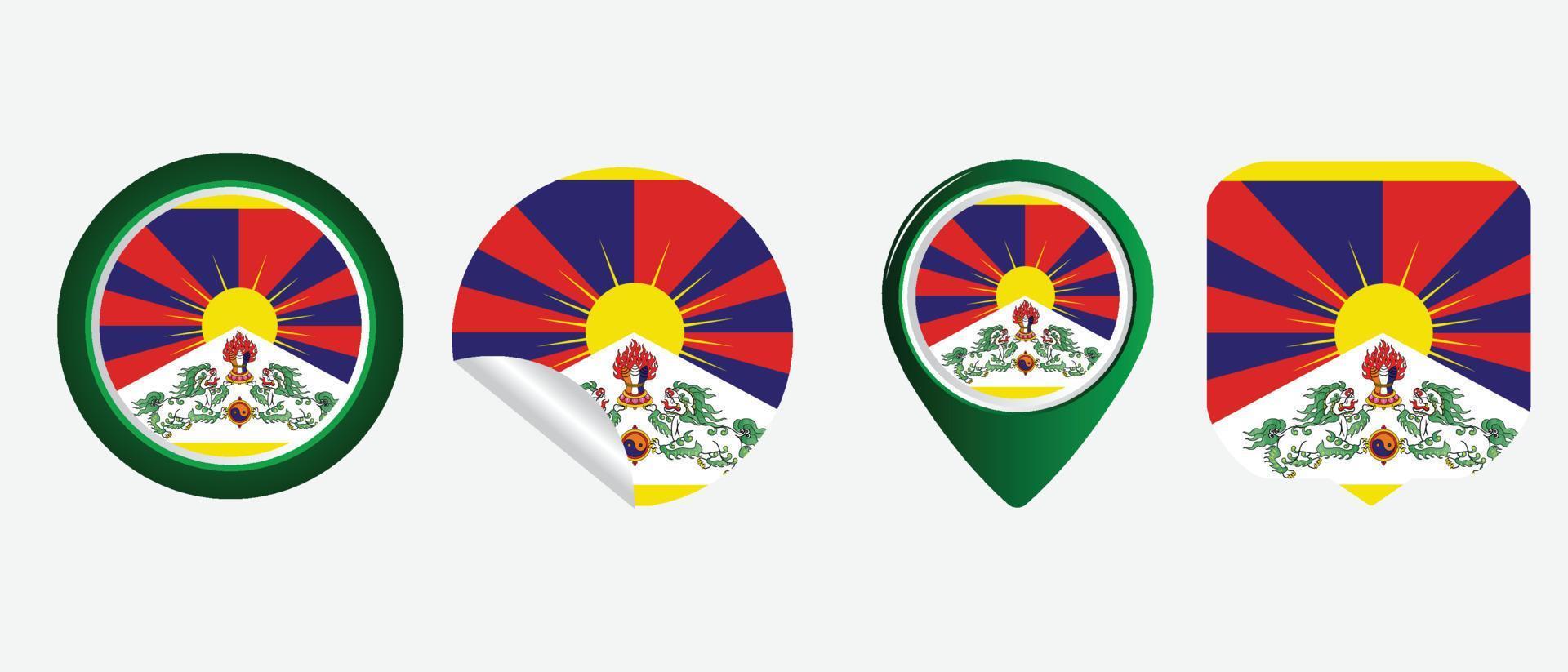 illustrazione di vettore di simbolo dell'icona della bandiera del tibet