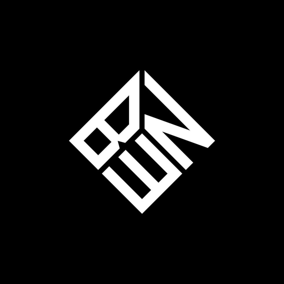 design del logo della lettera bwn su sfondo nero. bwn creative iniziali lettera logo concept. disegno della lettera in bianco. vettore