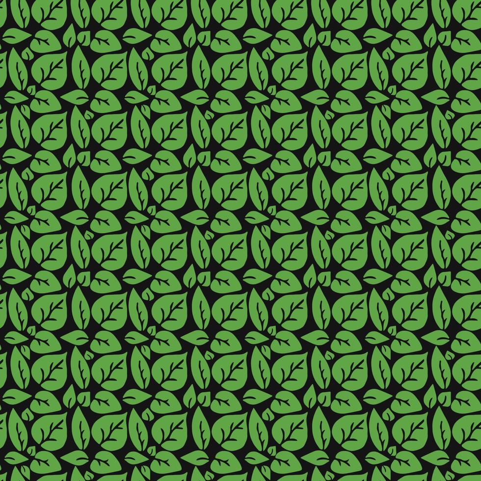 modello senza cuciture con foglie verdi. foglie verdi su sfondo nero. vettore