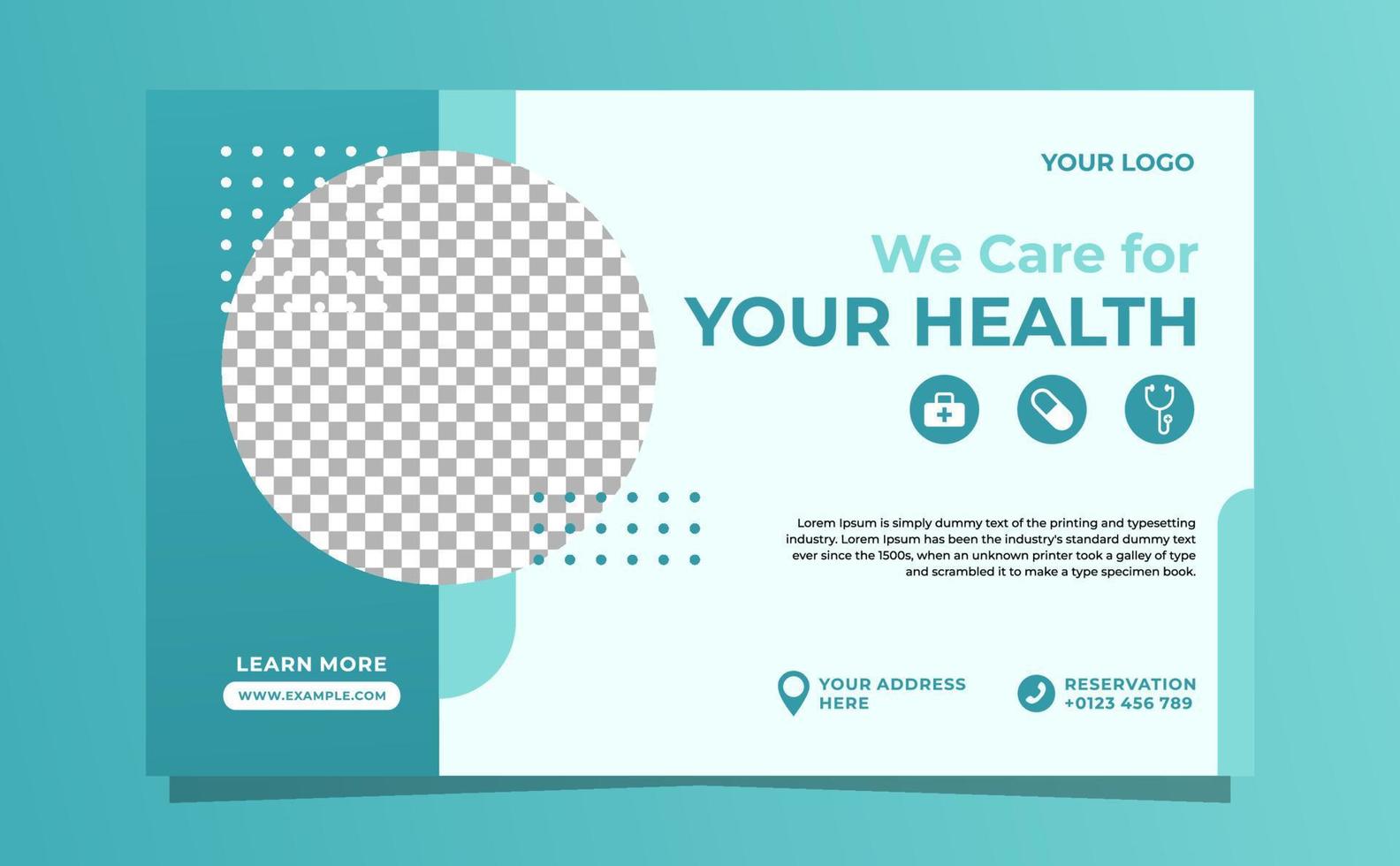 design del modello di banner web medico sanitario vettore