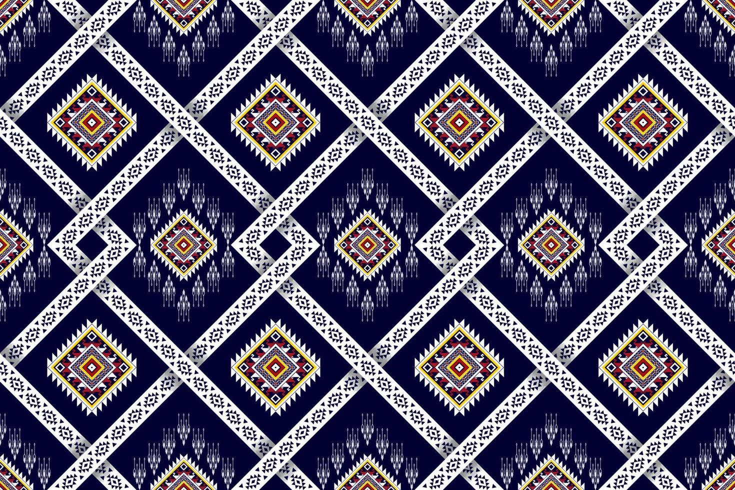 disegno etnico senza cuciture ikat. tappeto in tessuto azteco ornamenti mandala decorazioni tessili carta da parati. tribale boho nativo etnico turchia ricamo tradizionale sfondo vettoriale