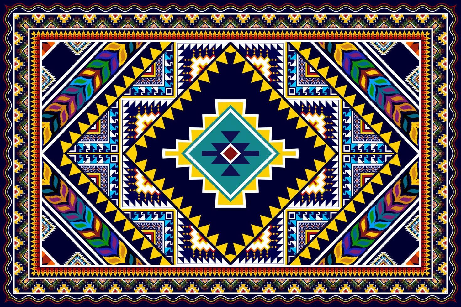 disegno etnico senza cuciture ikat. tappeto in tessuto azteco ornamenti mandala decorazioni tessili carta da parati. tribale boho nativo etnico turchia ricamo tradizionale sfondo vettoriale