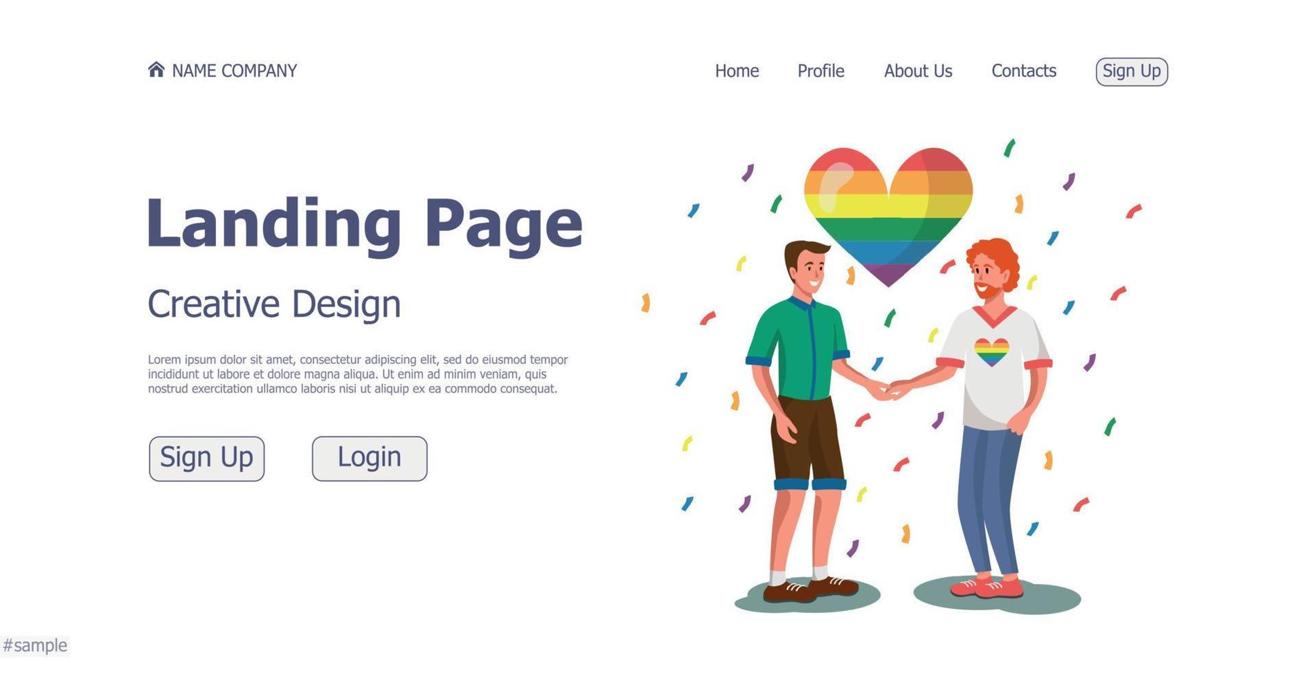 concetto di design della pagina di destinazione del sito Web della comunità lgbt - vettoriale