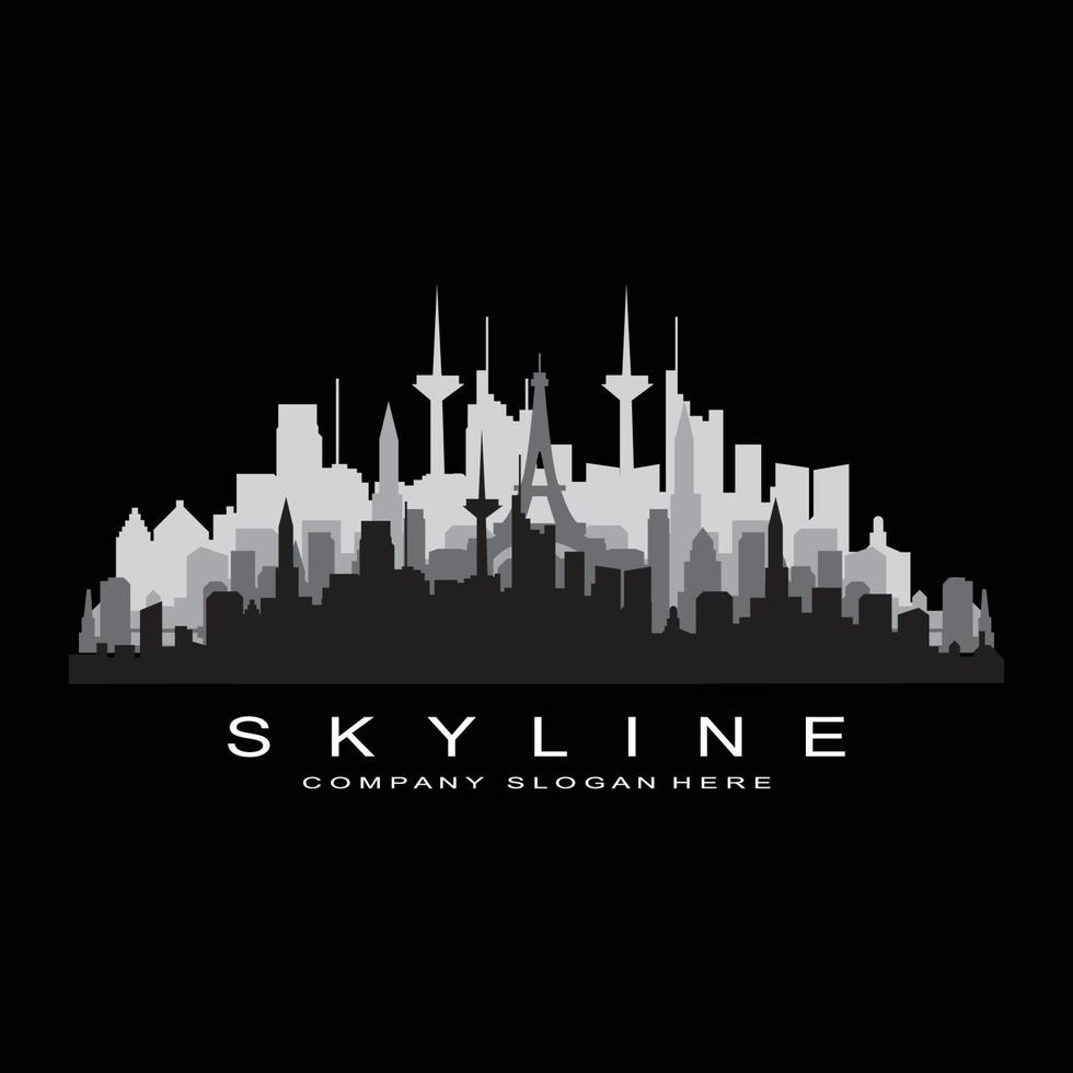 skyline della città, grattacielo per il vettore di progettazione del logo dell'edificio immobiliare urbano