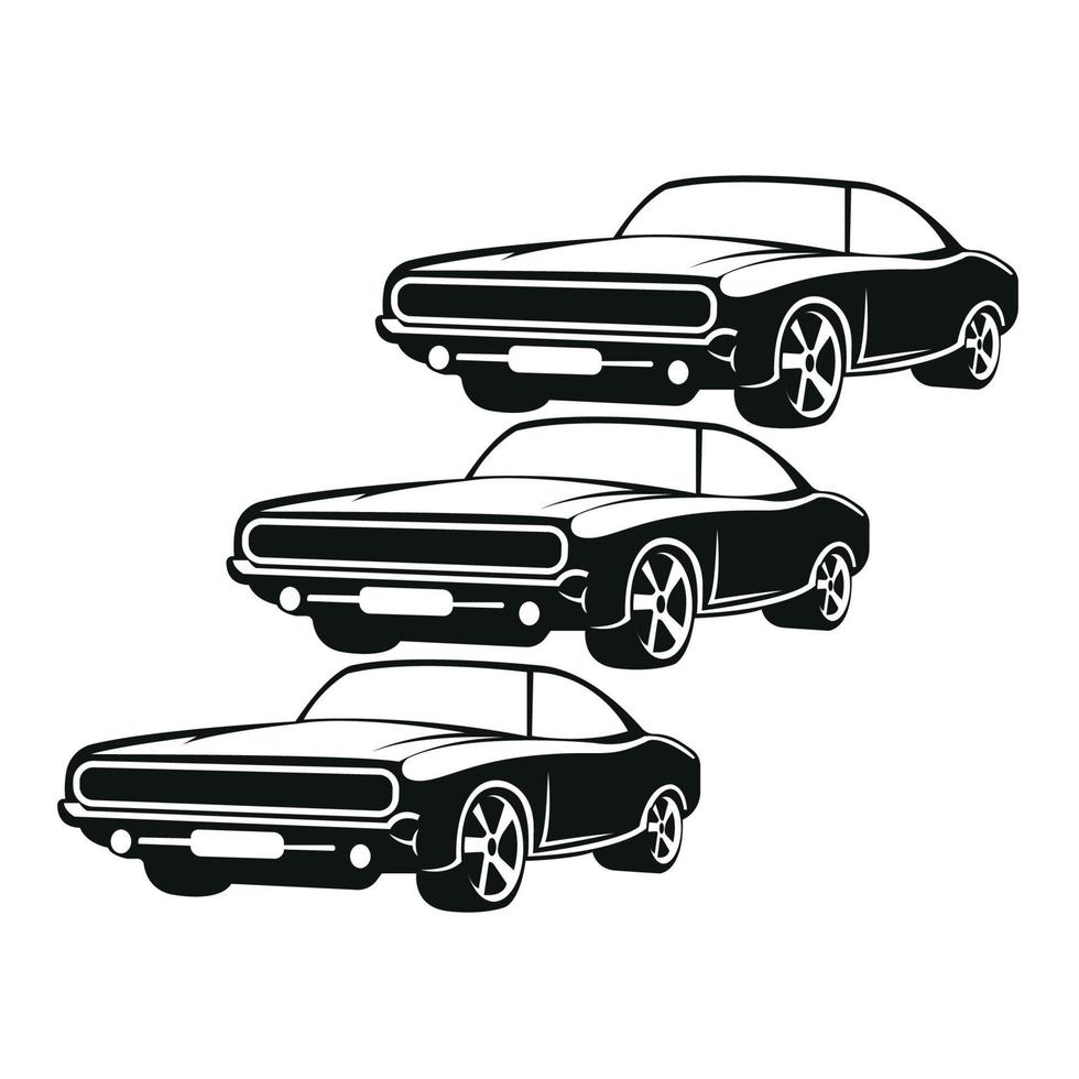 American muscle car logo vector.design vintage, vecchio stile o garage per auto d'epoca, negozio, riparazione e corse di restauro auto, concetto retrò vettore