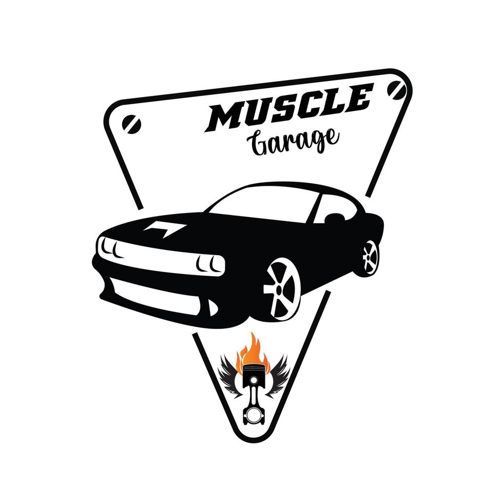 American muscle car logo vector.design vintage, vecchio stile o garage per auto d'epoca, negozio, riparazione e corse di restauro auto, concetto retrò vettore