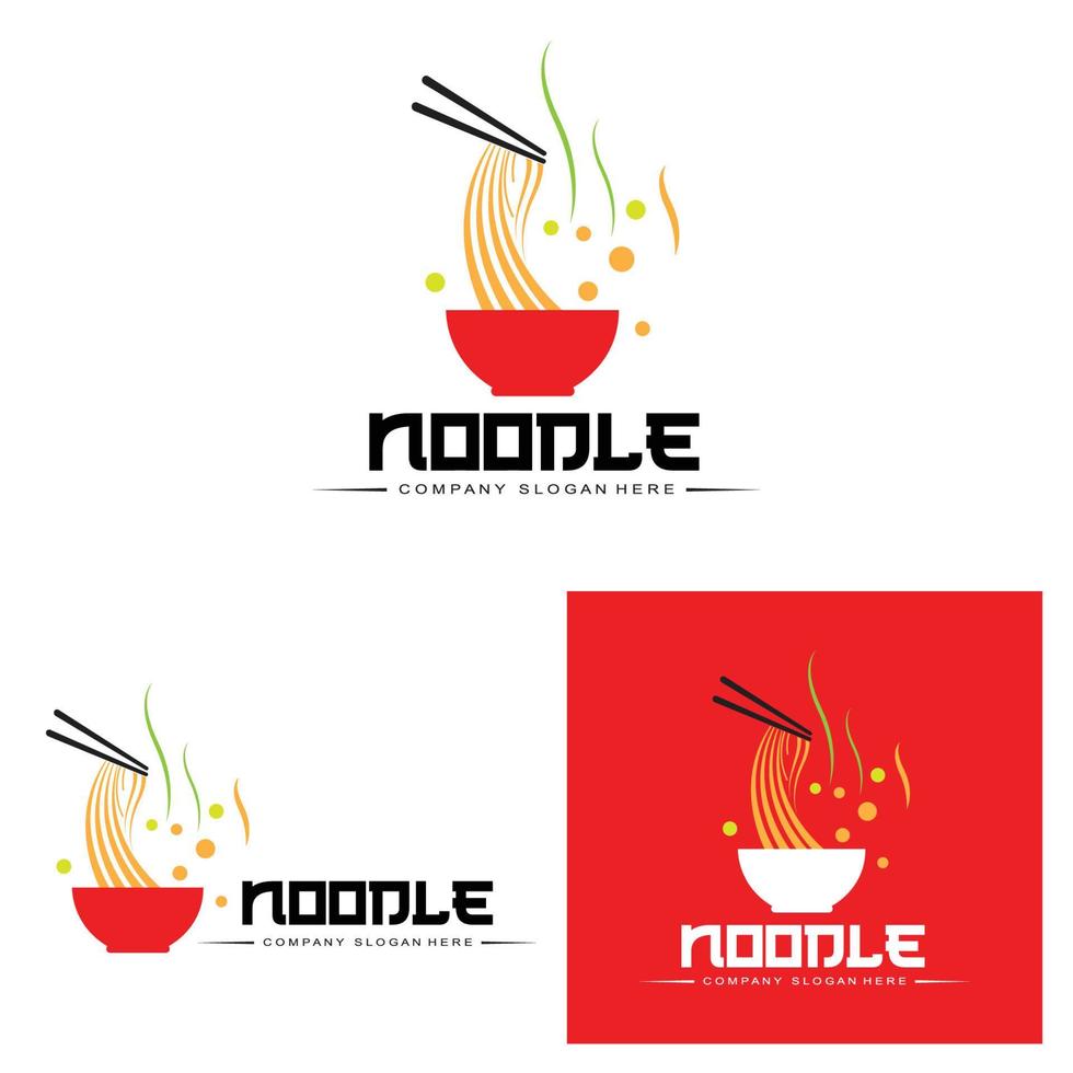 una collezione di ispirazione per il logo di noodle. modello di progettazione di cibo e ciotola cinese. illustrazione di concetto retrò vettore