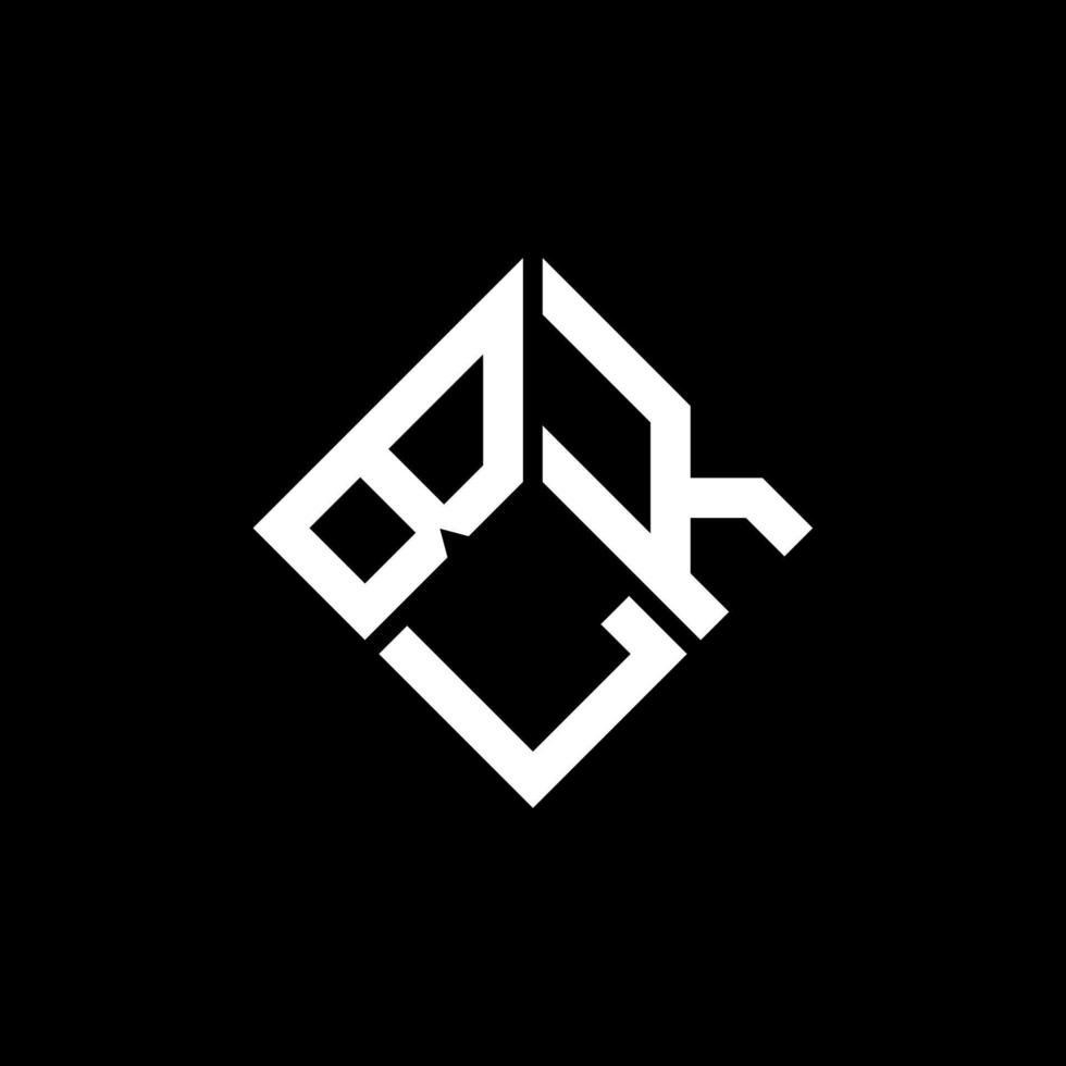 design del logo della lettera nera su sfondo nero. concetto di logo della lettera di iniziali creative blk. disegno della lettera nera. vettore