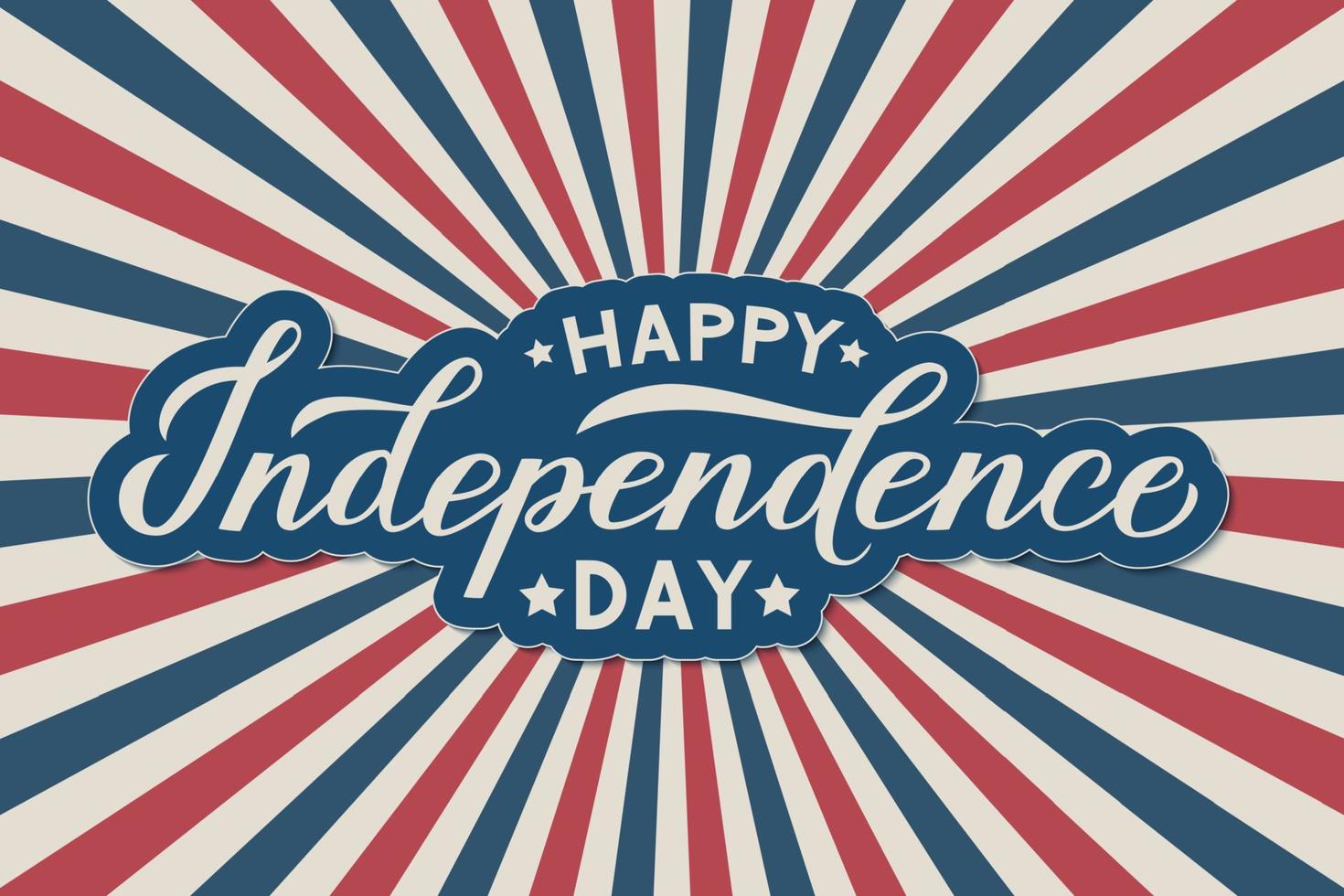 lettering calligrafia felice giorno dell'indipendenza. 4 luglio retrò sfondo patriottico nei colori della bandiera degli Stati Uniti. modello vettoriale facile da modificare per la progettazione di loghi, biglietti di auguri, banner, volantini.