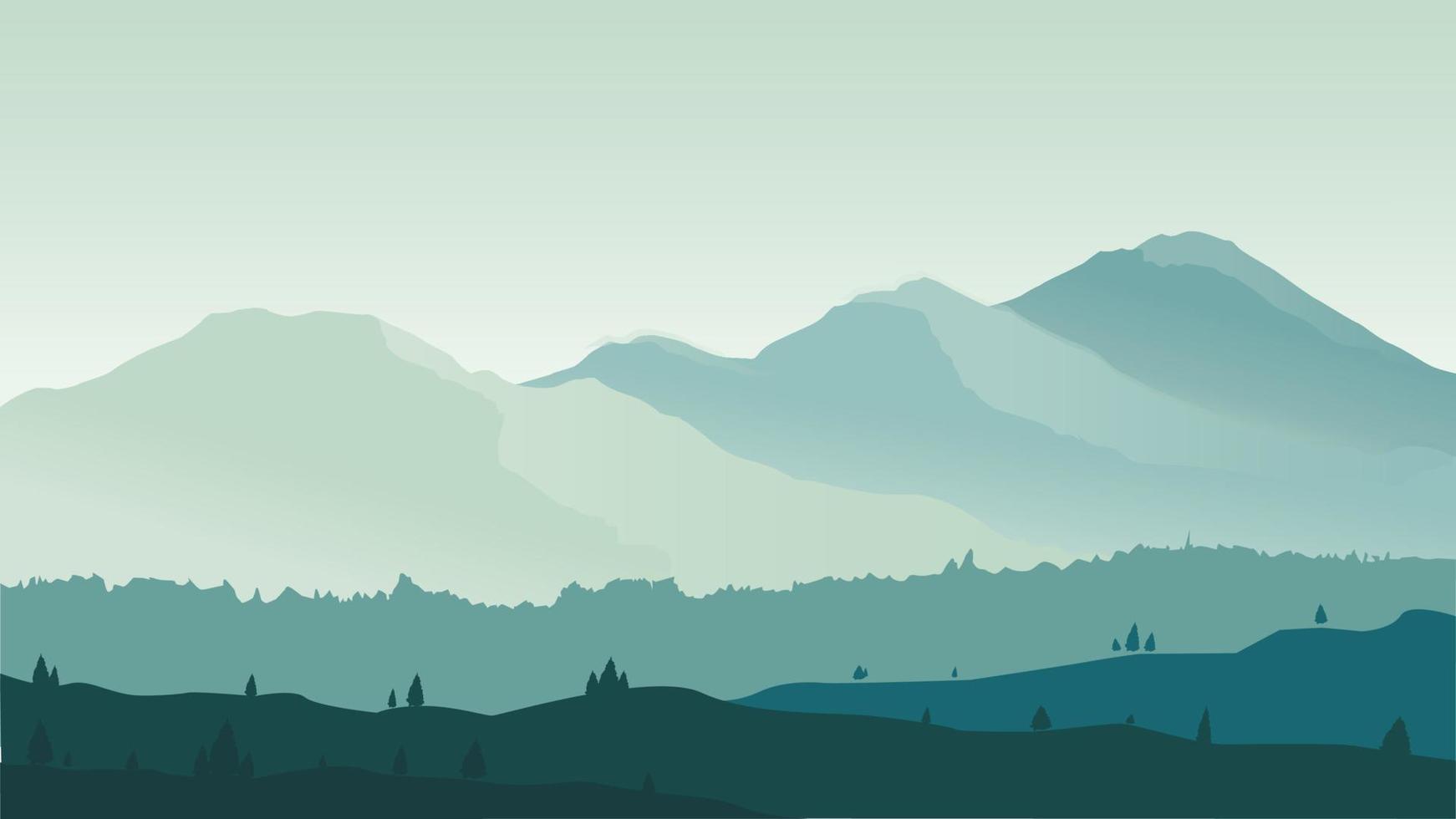 illustrazione blu del fondo del paesaggio di montagna vettore