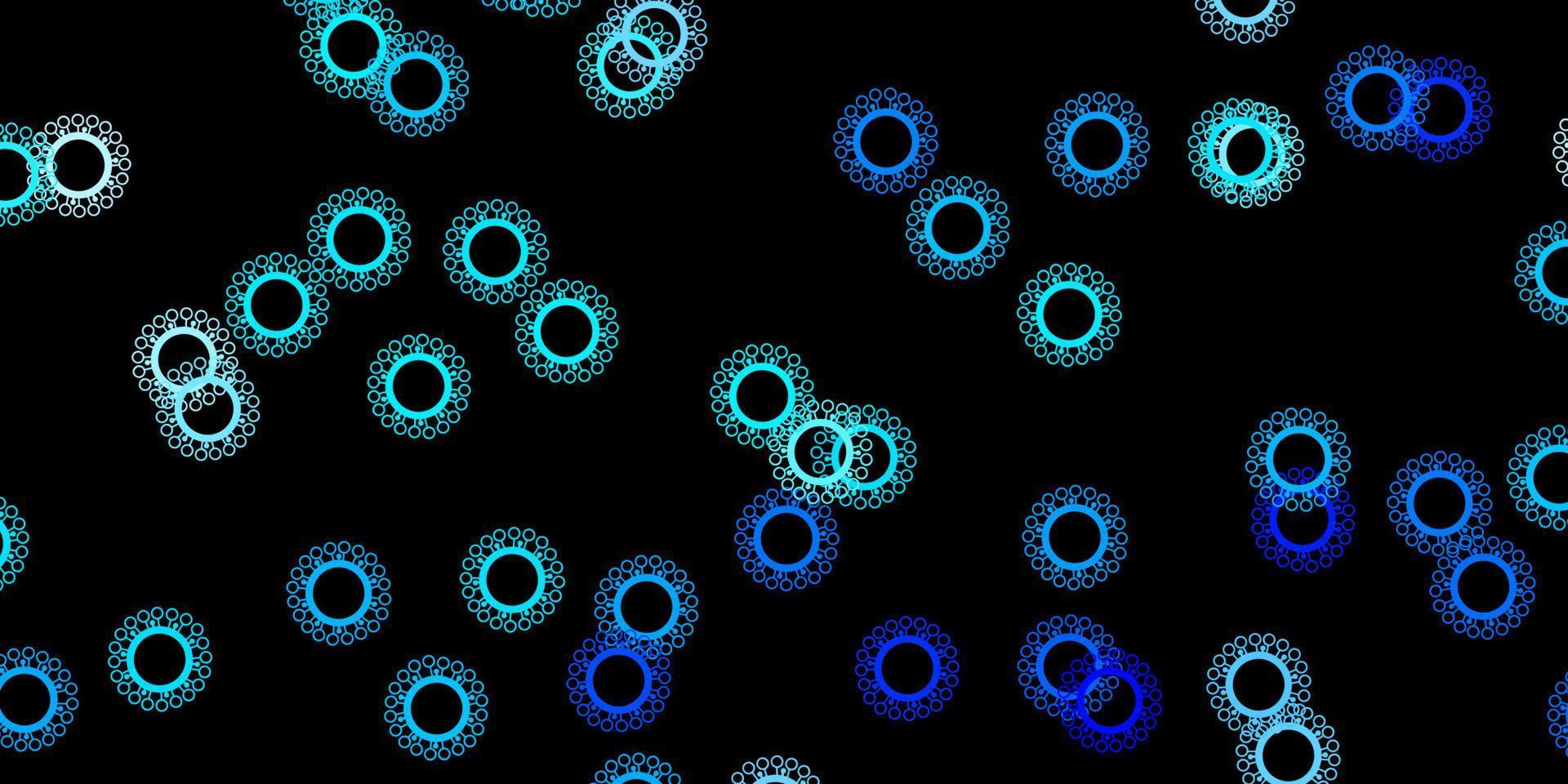 modello vettoriale blu scuro con elementi di coronavirus.