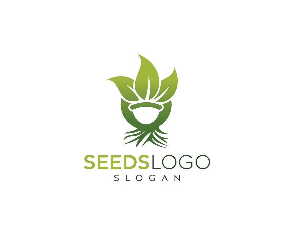 design del logo di semi naturali freschi verdi-design del logo vettoriale di semi naturali