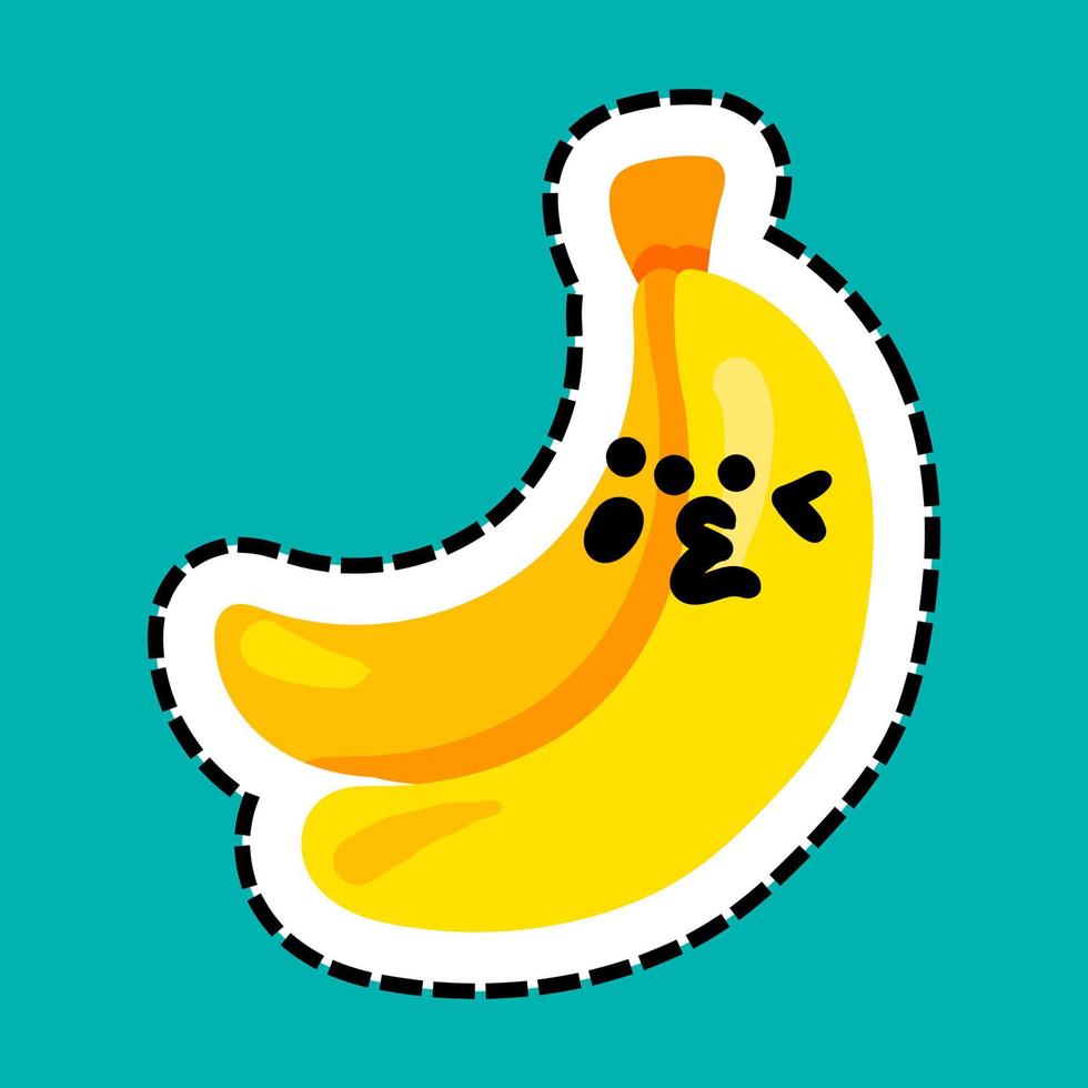 personaggio kawaii cartone animato banana ammiccante vettore