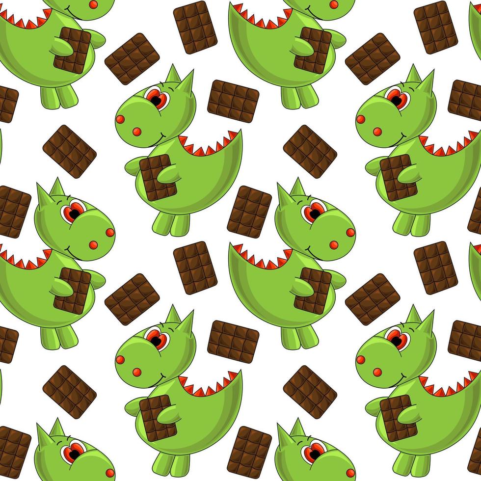 modello vettoriale senza soluzione di continuità con dinosauro e cioccolato