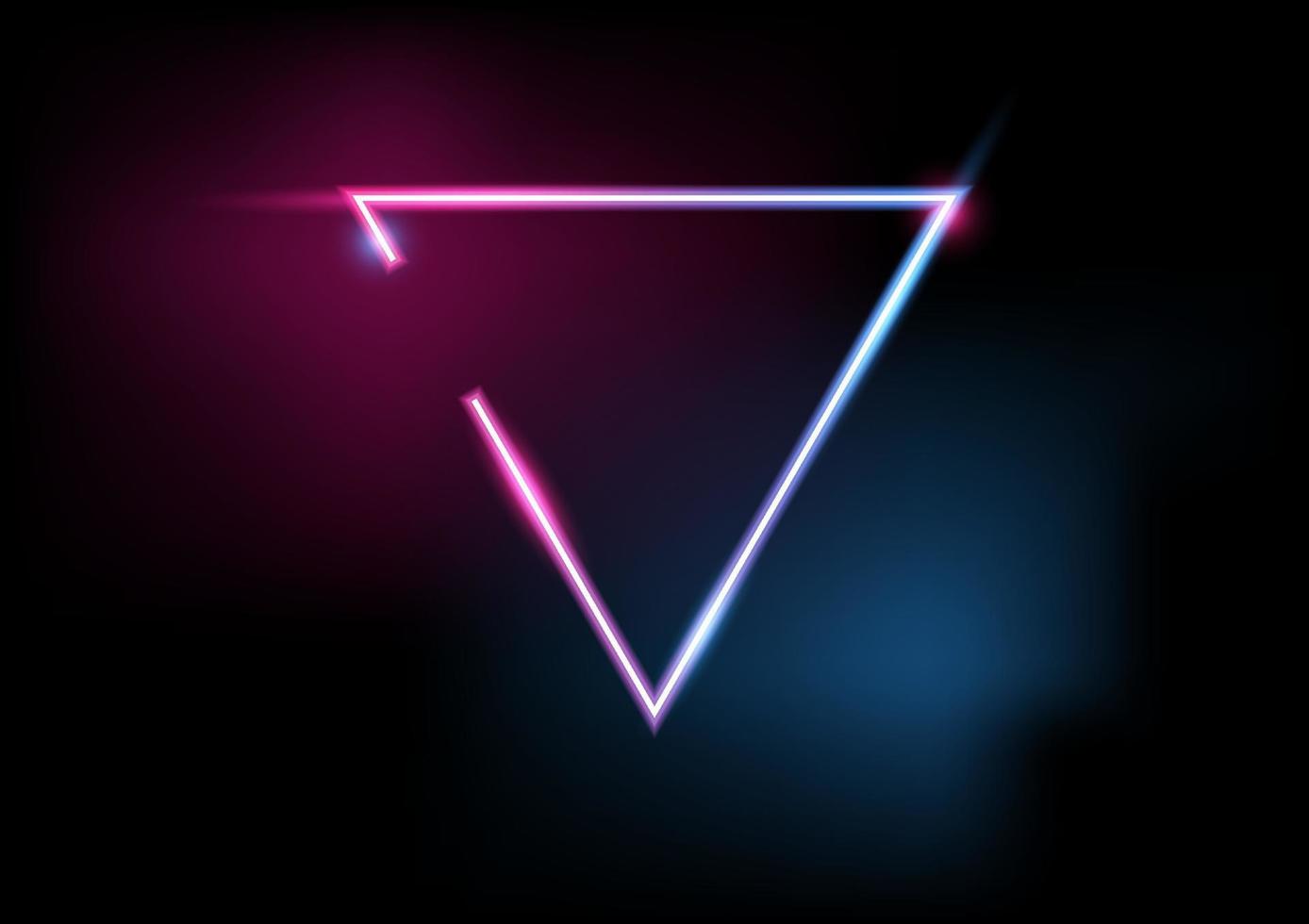 triangolo geometrico astratto cornice bordo luce effetto neon, vettore, illustrazione. vettore