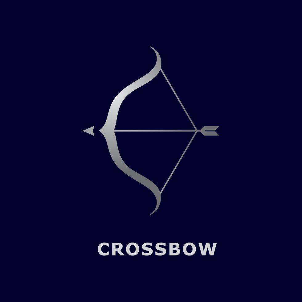 modello logo balestra, semplice logo di tiro con l'arco con sfumatura di colore vettore